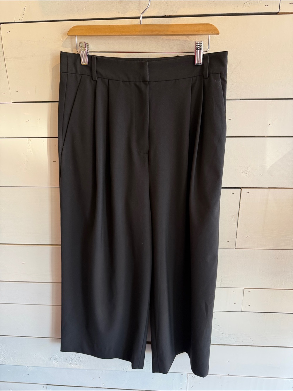 Tibi black wide leg cropped pants
